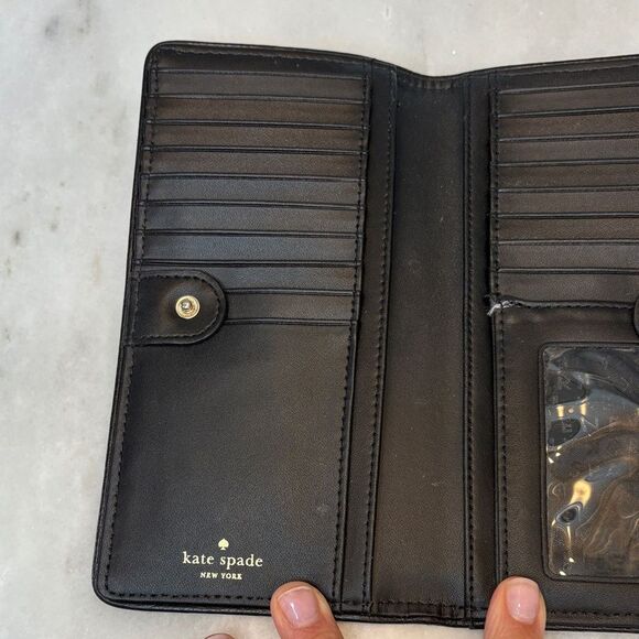 Kate Spade Pebbled Leather Full Sized Snap Closure Slim Wallet - Picture 11 of 16